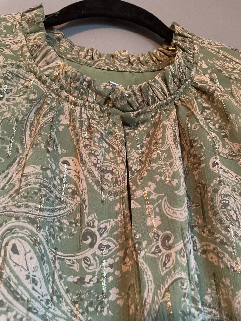 NWT CeCe Sz XL Women’s Green Glitter Flutter Sleeve Crewneck Blouse Top Ret $69! - Picture 14 of 16